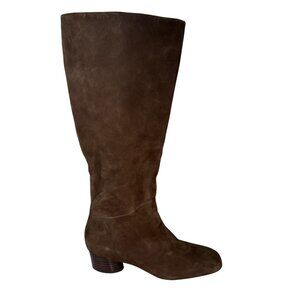 Vince. Ramona WIDE CALF Square Toe Mid Heel Suede Boots Women's 38/7.5 Pinecone